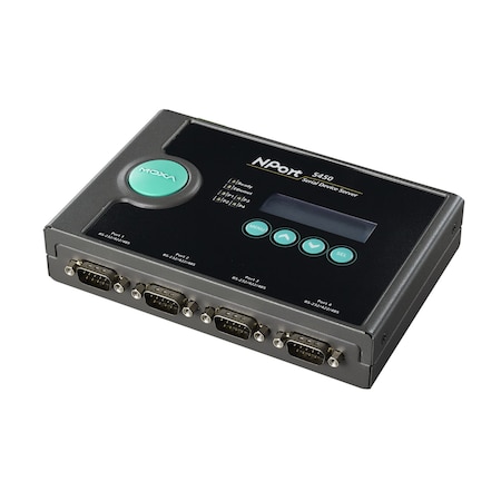 Moxa 4Port Dvc Srvr, 10/100M Eth., Rs-232/422/485, Db9, Nport 5450 W/ Adapter NPort 5450 w/ adapter